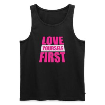 Love Yourself First Self-Love Self-Care - Men's Premium Organic Tank Top - black - Front - AI Model Male 178 light (178cm)