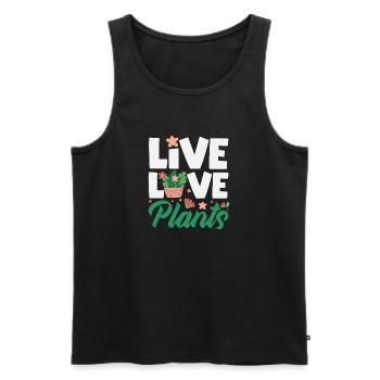 Les amoureux des plantes aiment les plantes succulentes - Débardeur bio Premium Homme - noir - Devant - Michal (187cm)
