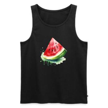 Wassermelone Aquarell Splash - Männer Premium Bio Tank Top - Schwarz - Vorne - AI Model Male 178 light (178cm)