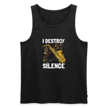Je détruis le silence Saxophone Saxophone - Débardeur bio Premium Homme - noir - Devant - Michal (187cm)
