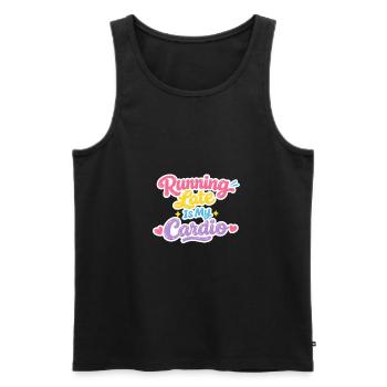 Courir en retard est mon cardio – un t-shirt statement - Débardeur bio Premium Homme - noir - Devant - Michal (187cm)
