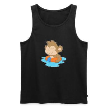 Affe Schwimmen Schwimmring Sommer - Männer Premium Bio Tank Top - Schwarz - Vorne - Michal (187cm)
