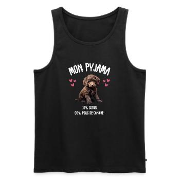 Pyjama Chien Caniche Humour - Débardeur bio Premium Homme - noir - Devant - AI Model Male 178 light (178cm)