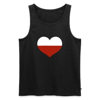 Emblème du drapeau du drapeau polonais en forme de cœur - Débardeur bio Premium Homme - noir - Devant - AI Model Male 178 light (178cm)