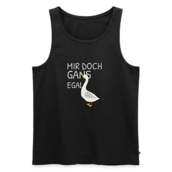 Je m’en fiche – jeu de mots avec oie - Débardeur bio Premium Homme - noir - Devant - Michal (187cm)