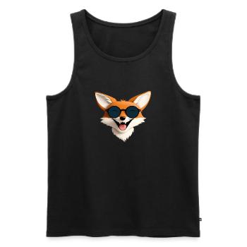 Fröhlicher Fuchs mit Sonnenbrille - Männer Premium Bio Tank Top - Schwarz - Vorne - AI Model Male 178 light (178cm)