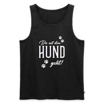 Dog and walking style - Men's Premium Organic Tank Top - black - Front - AI Model Male 178 light (178cm)