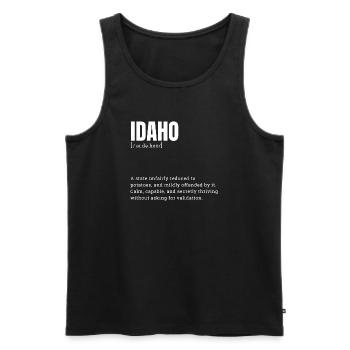 Idaho Potatoes Typography - Men's Premium Organic Tank Top - black - Front - AI Model Male 178 light (178cm)