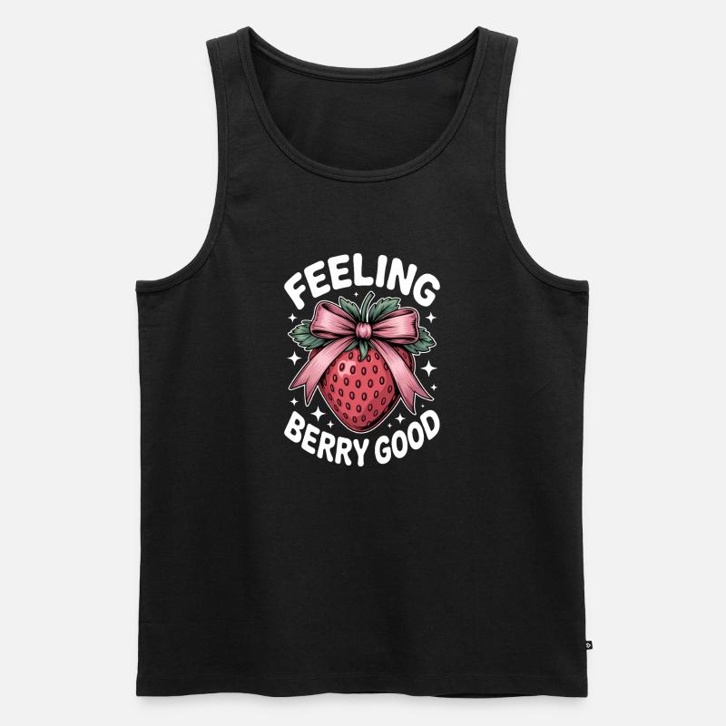 Erdbeeren Sprüche Lustiges Erdbeeren Geschenk - Männer Premium Bio Tank Top - Schwarz