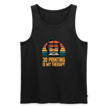 3D Printing Is My Therapy Retro 3D Printer Maker - Men's Premium Organic Tank Top - black - Front - AI Model Male 178 light (178cm)