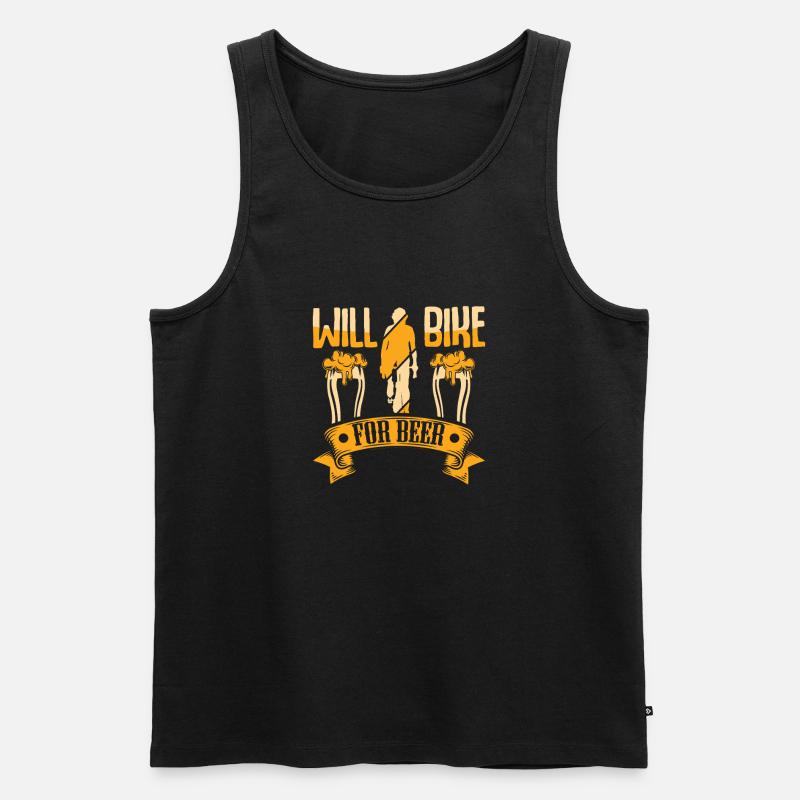 Fahradfahrer Bier Spruch Radtour Biertrinker - Männer Premium Bio Tank Top - Schwarz
