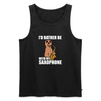 Je préfère être avec mon saxophoniste - Débardeur bio Premium Homme - noir - Devant - Michal (187cm)