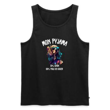 Funny Cocker Spaniel Dog Pajamas - Men's Premium Organic Tank Top - black - Front - Michal (187cm)
