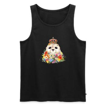 Sceau royal avec couronne - Débardeur bio Premium Homme - noir - Devant - Michal (187cm)