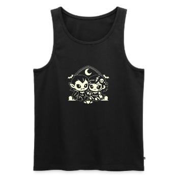 Nocturnal adorable vampire duo - Men's Premium Organic Tank Top - black - Front - AI Model Male 178 light (178cm)
