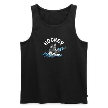 Hockey Skate– Eishockey Fan - Men's Premium Organic Tank Top - black - Front - AI Model Male 178 light (178cm)