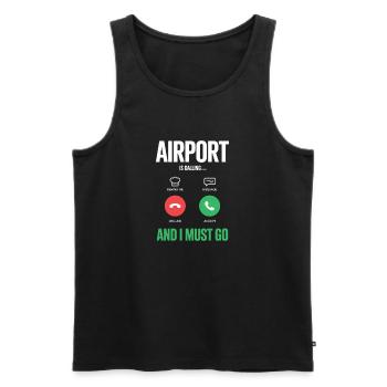 Appels drôles de vacances à l’aéroport et je dois - Débardeur bio Premium Homme - noir - Devant - Michal (187cm)