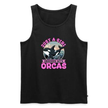 Funny Orca - Men's Premium Organic Tank Top - black - Front - Michal (187cm)