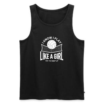 Citation de joue comme une fille de volley-ball - Débardeur bio Premium Homme - noir - Devant - Michal (187cm)