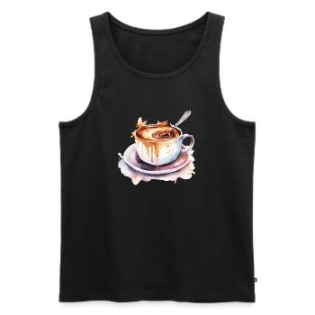 Coffee Watercolor Mug Splash - Men's Premium Organic Tank Top - black - Front - AI Model Male 178 light (178cm)