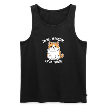 Grumpy Attitude Cat Antistupid - Débardeur bio Premium Homme - noir - Devant - AI Model Male 178 light (178cm)