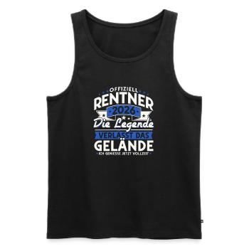 Retraités 2026 - La légende quitte le site - Débardeur bio Premium Homme - noir - Devant - AI Model Male 178 light (178cm)