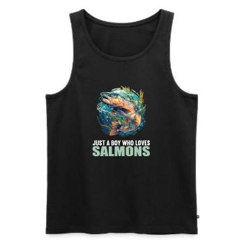 Salmon Salmon - Men's Premium Organic Tank Top - black - Front - AI Model Male 178 light (178cm)