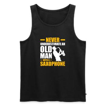 Un vieil homme avec un saxophon Saxophonspieler - Débardeur bio Premium Homme - noir - Devant - Michal (187cm)