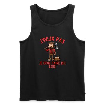 J'Peux Pas Je Dois Faire du Bois - Débardeur bio Premium Homme - noir - Devant - Michal (187cm)