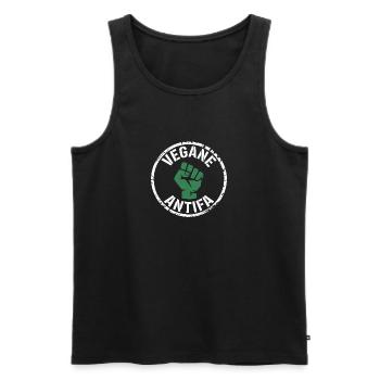 Vegane Antifa - Gegen Rechts - Männer Premium Bio Tank Top - Schwarz - Vorne - AI Model Male 178 light (178cm)