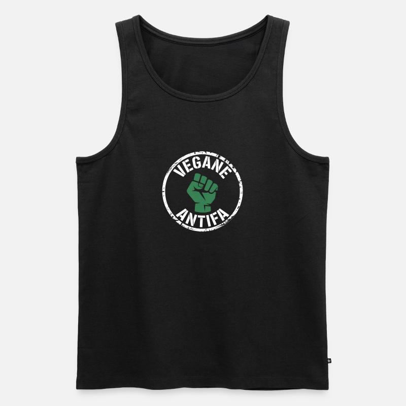 Vegane Antifa - Gegen Rechts - Männer Premium Bio Tank Top - Schwarz