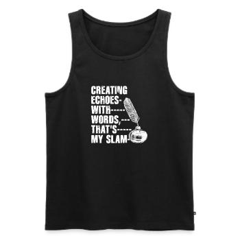 Inkwell Slam: Echoes of Words - Men's Premium Organic Tank Top - black - Front - AI Model Male 178 light (178cm)
