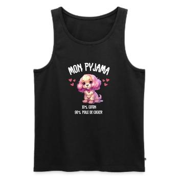 Funny Cocker Spaniel Dog Pajamas - Men's Premium Organic Tank Top - black - Front - Michal (187cm)