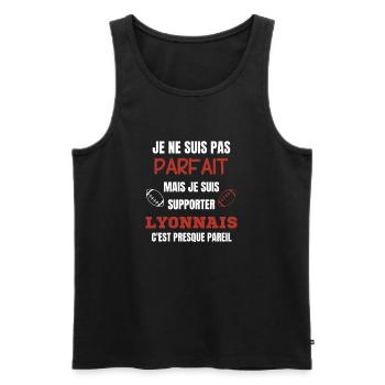 Supporter Rugby Lyonnais Humour - Men's Premium Organic Tank Top - black - Front - Michal (187cm)