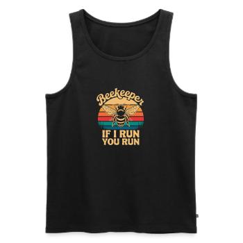 Beekeeper If I Run You Run Funny Beekeeper Saying - Men's Premium Organic Tank Top - black - Front - Michal (187cm)