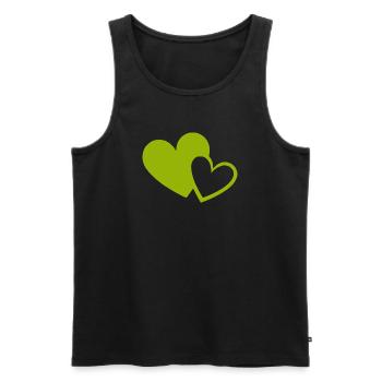 Cœur vert motif de cœurs verts - Débardeur bio Premium Homme - noir - Devant - AI Model Male 178 light (178cm)