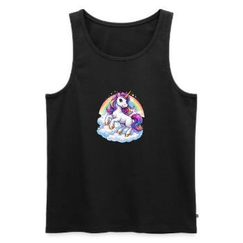 Regenbogen-Einhorn über Wolken - Männer Premium Bio Tank Top - Schwarz - Vorne - Michal (187cm)