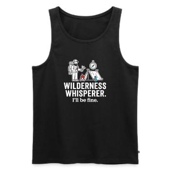 Wilderness Whisperer Camping Adventure - Men's Premium Organic Tank Top - black - Front - AI Model Male 178 light (178cm)