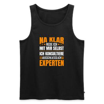 Auto-discussion en disant l’opinion d’expert - Débardeur bio Premium Homme - noir - Devant - Michal (187cm)
