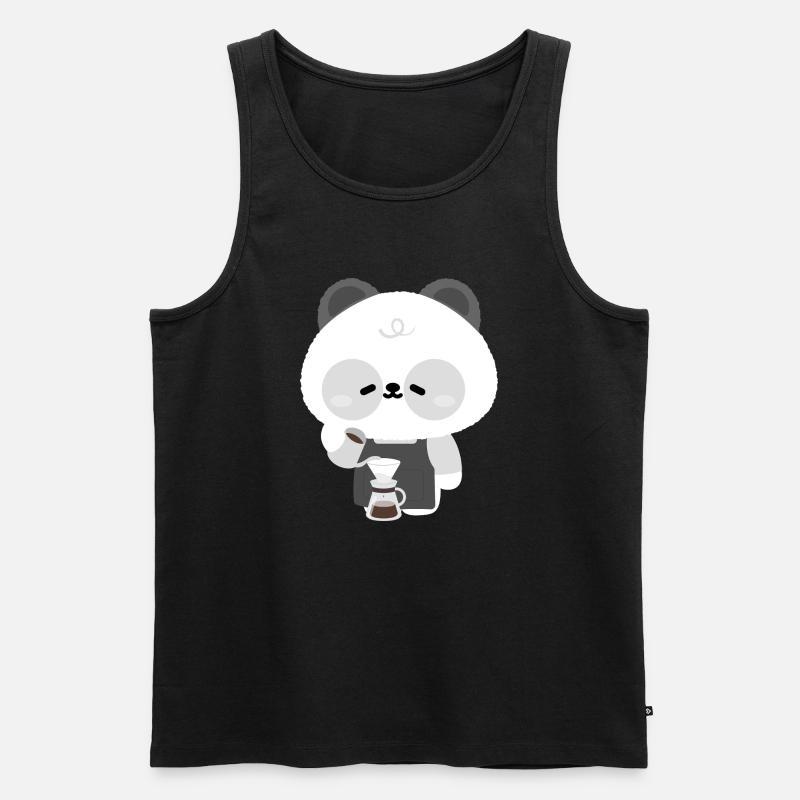 Panda Barista Kaffeebrühe - Männer Premium Bio Tank Top - Schwarz