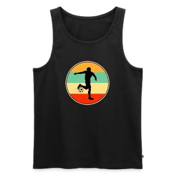 Retro Footballer Silhouette Vintage Football - Men's Premium Organic Tank Top - black - Front - AI Model Male 178 light (178cm)