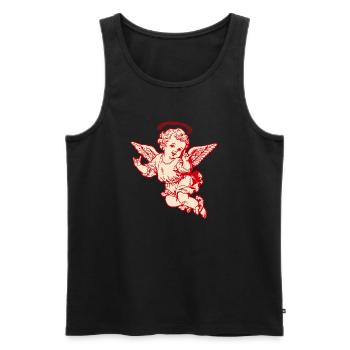Rock Cherub – Angel with Metal Hand Signals - Men's Premium Organic Tank Top - black - Front - AI Model Male 178 light (178cm)