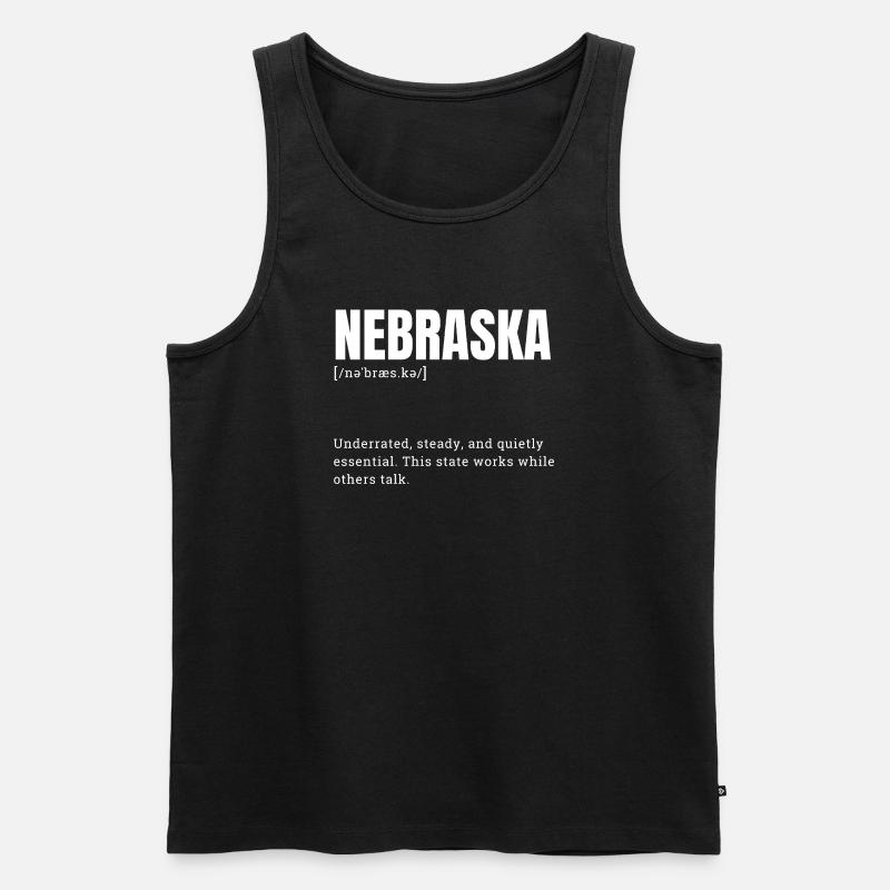 Nebraska Bold Typo Emblem - Männer Premium Bio Tank Top - Schwarz