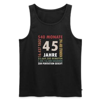 45 ans de voyage dans le temps - Débardeur bio Premium Homme - noir - Devant - AI Model Male 178 light (178cm)