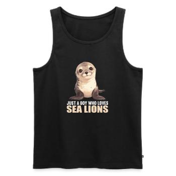 Sea Lions Sea Lion - Men's Premium Organic Tank Top - black - Front - Michal (187cm)