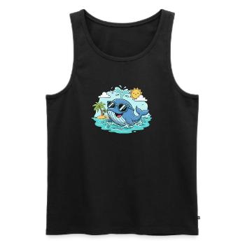 Baleine de plage avec lunettes de soleil - Débardeur bio Premium Homme - noir - Devant - Michal (187cm)