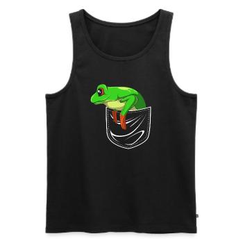 Grenouille Rainette arboricole - Débardeur bio Premium Homme - noir - Devant - Michal (187cm)