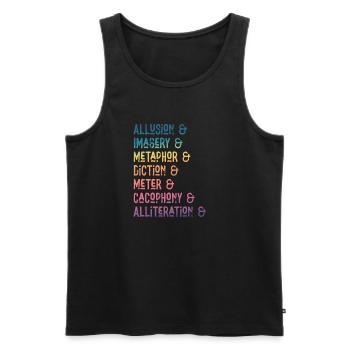 Literary Devices Rainbow Montage - Men's Premium Organic Tank Top - black - Front - AI Model Male 178 light (178cm)