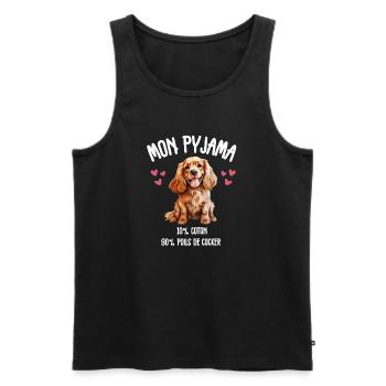 Funny Cocker Spaniel Dog Pajamas - Men's Premium Organic Tank Top - black - Front - Michal (187cm)