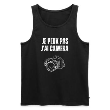 Je peux pas j'ai caméra - Débardeur bio Premium Homme - noir - Devant - Michal (187cm)